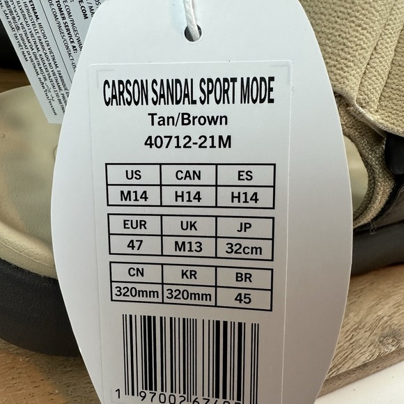 New NWT Mens Hey Dude Carson Sandal‎ Sport Mode Tan Shoes Sandals Size 14 M main image 7